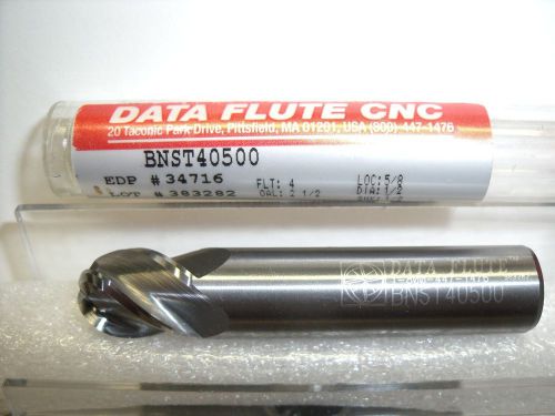 Data flute 1/2&#034; x 1/2 x 5/8 x 2-1/2 4 fl ssbnst-40500 carbide ball end mill -a22 for sale