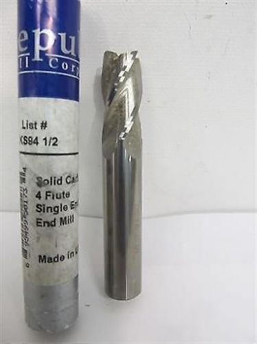 Republic Drill KS94, 1/2&#034;, 4 Flute, Solid Carbide End Mill