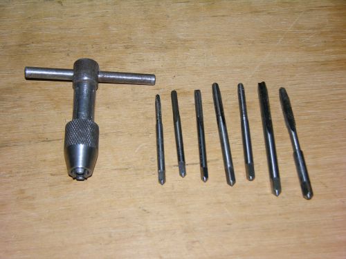 Small Tap Wrench with 7 HSS Taps 4-40 to 10-32.  Union Caliper Co. USA