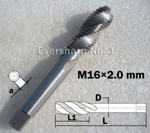 HSS Metric Fine Thread Spiral Fluted Right Hand Machine Taps M16 Pitch 2.0 mm