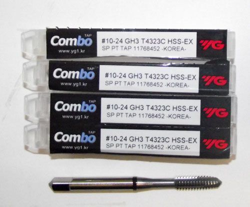 5pc 10-24 YG1 Combo Tap Spiral Point Taps for Multi-Purpose Coated