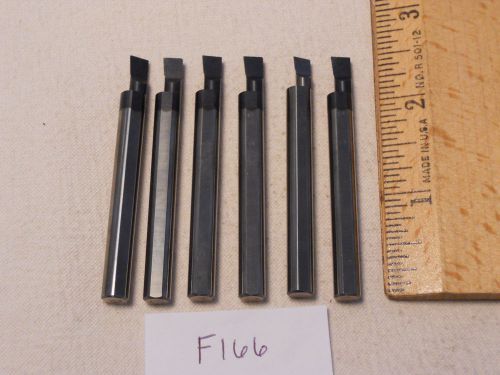 6 USED SOLID CARBIDE BORING BARS. 1/4&#034; SHANK. MICRO 100 STYLE. B-200400 (F166}
