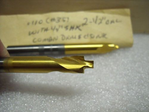 .110&#034; #35 x 1/4&#034; step tin carbide 2 flute milling countersink mill drill bit for sale