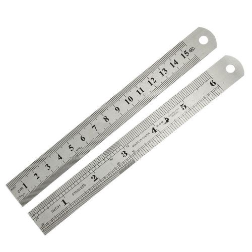 2 Pcs School Office 15cm Measuring Range 0.5mm Accuracy Straight Ruler