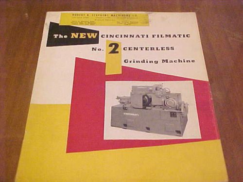 1950&#039;S INDUSTRIAL MACHINERY BROCHURE CINCINNATI FILMATIC # 2 GRINDING MACHINE
