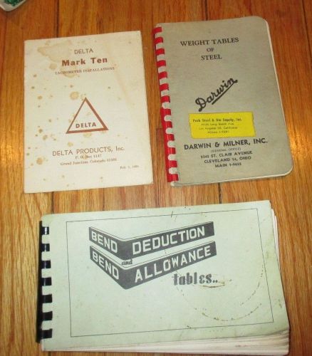 Vtg Tool Books Manuals Bend Table Machinist Metalwork Guide Lot x3 Cutting Metal
