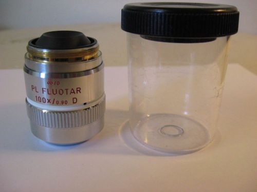 Leitz wetzlar 567018 100x/0.90 d pl fluotar microscope objective for sale