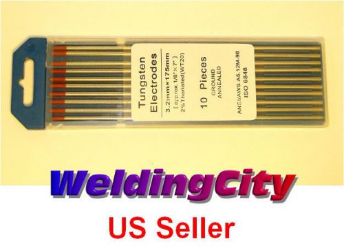 10-pk 2.0% thoriated (red) 1/8x7 tig welding tungsten electrode (u.s. seller) for sale