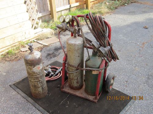 Oxygen &amp; acetylene tanks, hoses, gauges &amp; cart....used! for sale