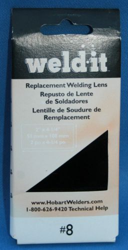 Weld-It Replacement Lens #8 Welding 2&#034; x 4 1/4&#034; New NIP Welder