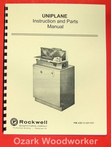 Rockwell uniplane instruction &amp; parts manual 0622 for sale