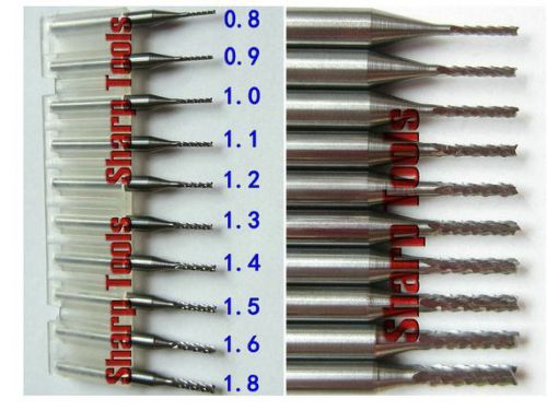 10pcs 0.8-1.8mm cnc pcb router bits print circuit board drill milling cutters for sale