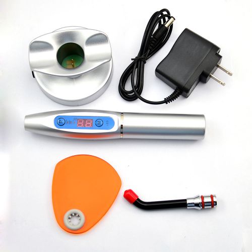 Silver Dentist Dental Tool Wireless LED Curing Lamp Cure Light 1500mw Holder