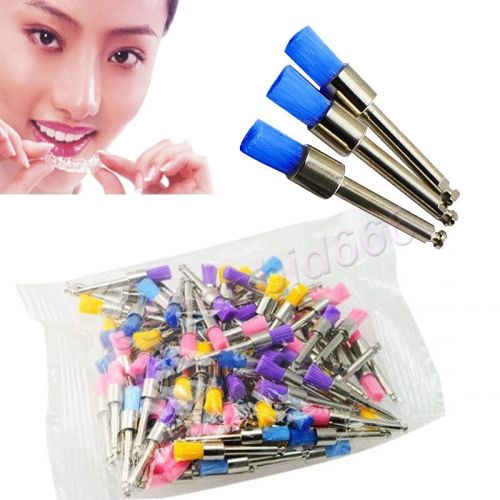 Brand new 100pcs dental color nylon latch flat polishing polisher prophy brushes for sale
