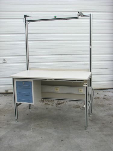 Kavo sl 72 dental medical metal lab work bench cabinet w/ bosch light used for sale