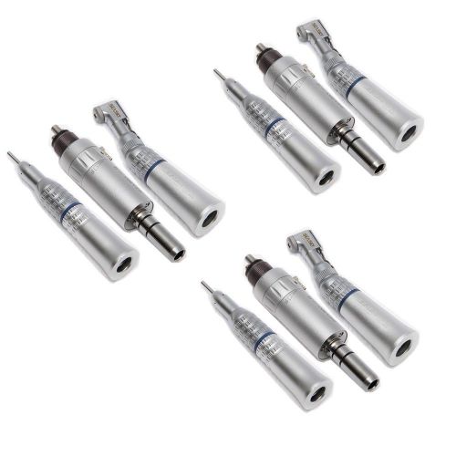 3 sets Dental Slow Low Speed Handpiece Straight Contra Angle Motor 4Holes Supply
