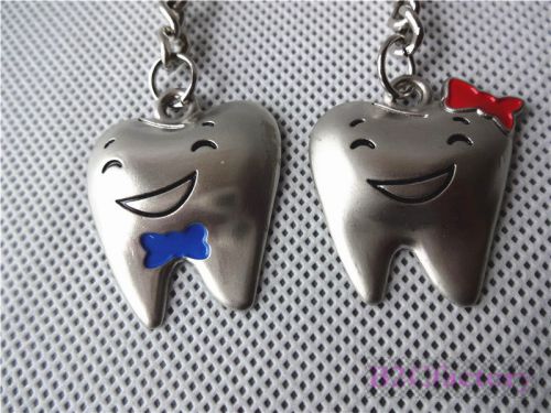 5pairs of Silver Dental Orthodontic Decorative Mini Couple Tooth Key Chains Hot