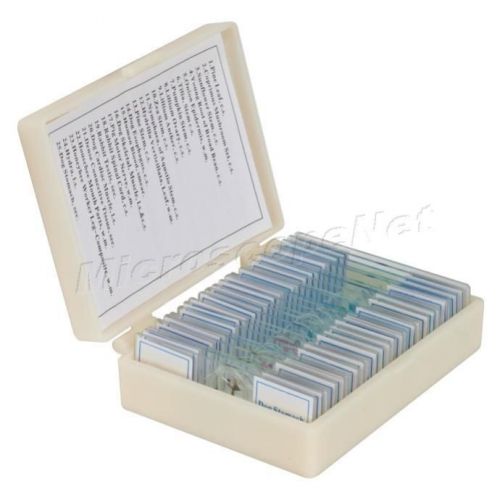 25pc glass prepared basic science microscope slides with plastic box for sale