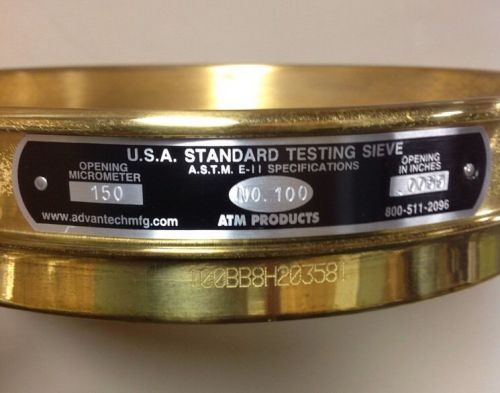 Standard testing sieve no. 100  8&#034; diameter, brass.   (u2) for sale