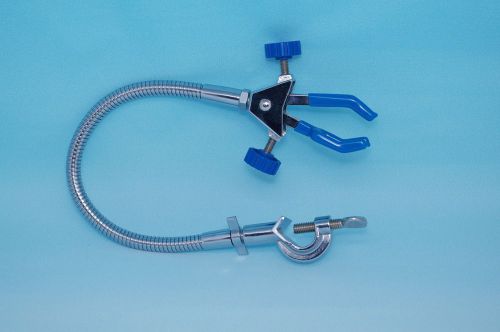 Lab snake S-shaped DOUBLE ADJUSTABLE Three  Finger prong UNIVERSAL CLAMP  new