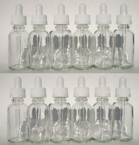 Child safety 12 30ml clear glass dropper bottle oil e juice liquid boston 1oz for sale