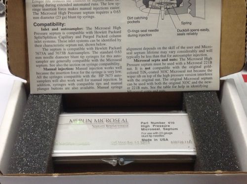 Hp agilent merlin  microseal septum kit # 410 high pressure for sale