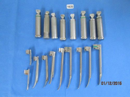 Welch Allyn LOT 18 Laryngoscope Handles and Blades Patient Exam Diagnostic 1635