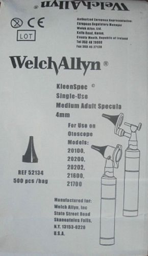 Welch Allyn Otoscope Specula #52134 4mm - Bag of 400