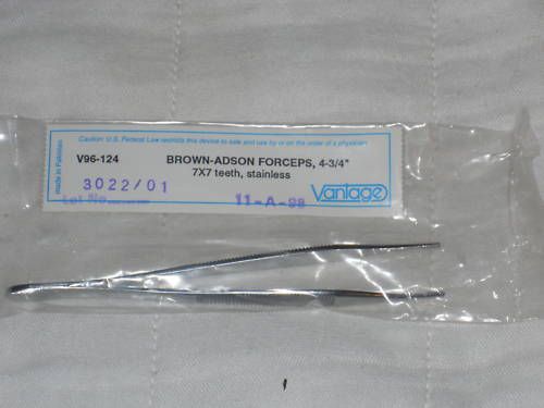 Brown Adson Forceps 4-3/4&#034; 7x7 Teeth Stainless Steel