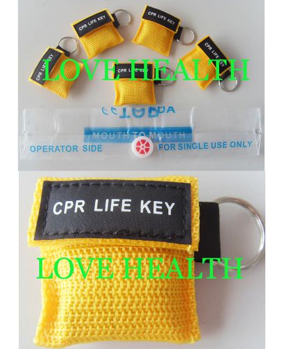 10 cpr mask with keychain cpr face shield aed yellow pouch for sale