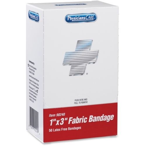 Physicianscare adhesive bandage - 1&#034; x 3&#034; - 50/box - red for sale