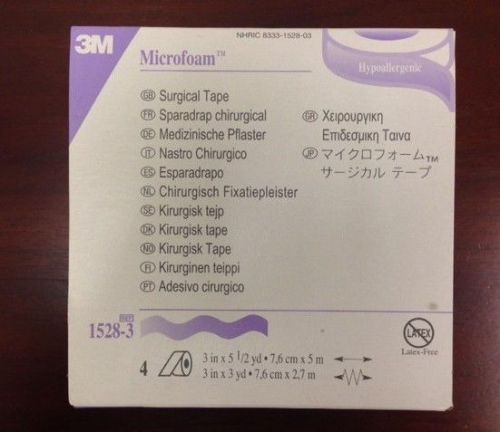 3M MICROFOAM Surgical Tape 3&#034; 4 rolls per box #1528-3 NEW Fresh Product!!!