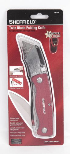 Sheffield twin blade folding knife,bonus belt pouch #58221 for sale