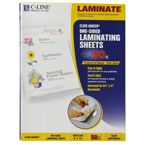 C-Line 65001 Cleer Adheer Laminating Sheets, 9 x 12&#034;, Box of 50 Sheets