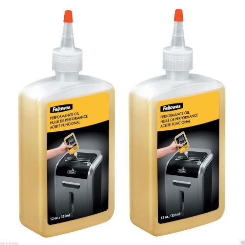 2 pk - Fellowes Paper Shredder Oil 12 oz. Bottle w/Extension Nozzle Lubricant