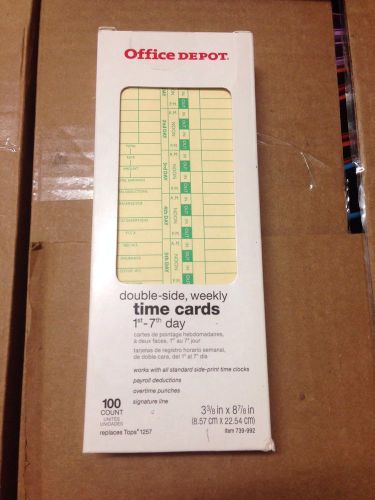 OFFICE DEPOT DOUBLE (2) SIDED WEEKLY TIME CARDS 1st - 7th Day # 739-992 100 PACK