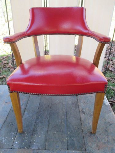 Vintage red executive office chair w/ classy red, nail head trim signed gm delco for sale
