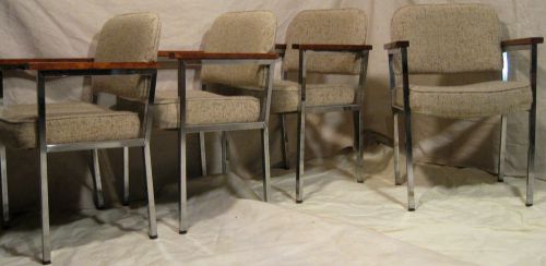 Mid - centuty office chairs    chrome frame &amp; walnut arms   great style!! for sale