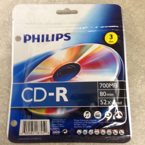 15-pcs Philips Brand 52x CD-R Blank Recordable CD CDR Media Disk Disc Free Ship