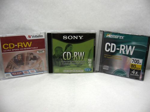 New Verbatim Ultra Speed CD-RW Memorex Sony Compact Disc Rewritable 80min-700MB