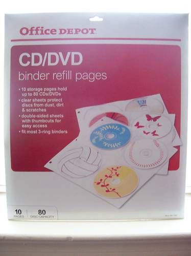 Office Depot® CD/DVD Sleeves, 80 Capacity, Pack Of 10