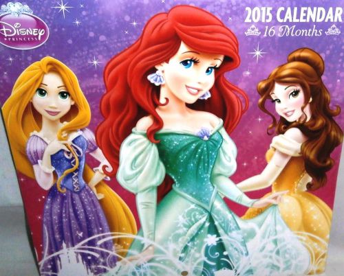 2015 DISNEY PRINCESS 16 Month 10x10 Wall Calendar NEW Ariel Belle Cinderella