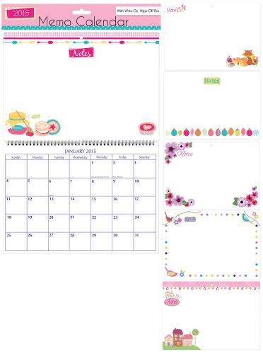 2015  Spiral Memo Board Calender With Write On Wipe Off Pen - Month To View