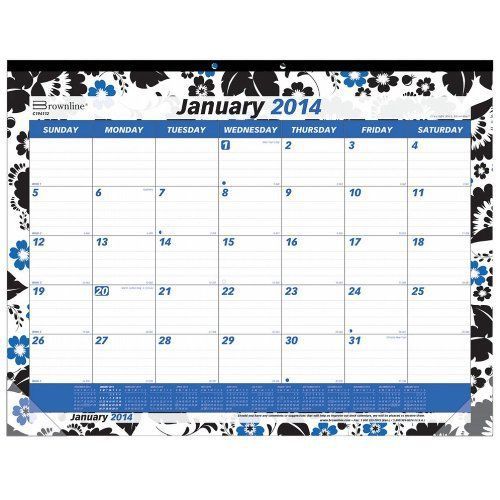 Brownline 2014 Monthly Desk Pad  Blossom Design  22 x 17 Inches (C194112)