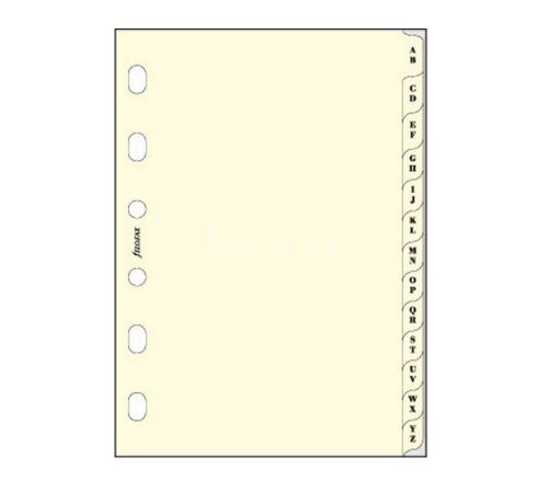 Filofax Pocket Cream A-Z Index 2 Letters A Tab Organiser Insert Refill 211664