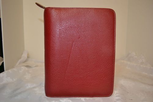 RED FRANKLIN COVEY CLASSIC PLANNER BINDER/ORGANIZER WITH ZIPPERS