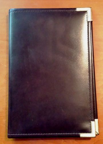 Handy 9&#034; Faux Leather Folding Portfolio Notebook Brown &amp; Black