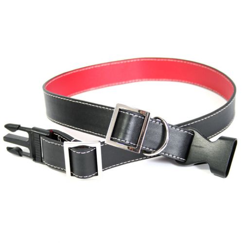 Royce Leather Large-Extra Large Dog Collar - Black-Red