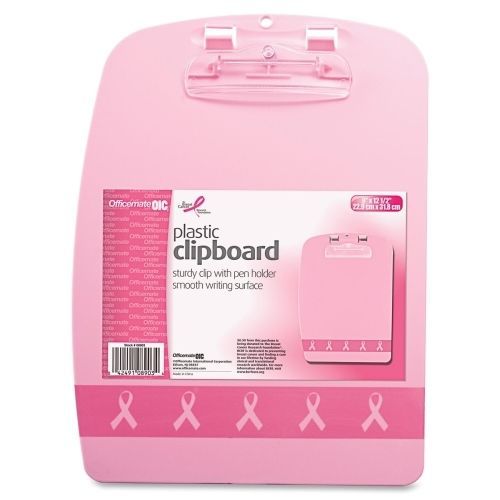 OIC Breast Cancer Awareness Designer Clipboard -0.5&#034; Cap- 9.1&#034;x13.75&#034; -Pink