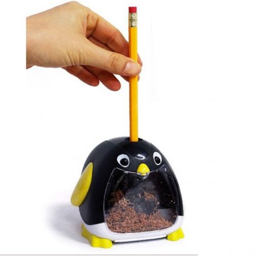 AUTO Pencil Sharpener Penguin Battery Operated Safety Kids Gift Office